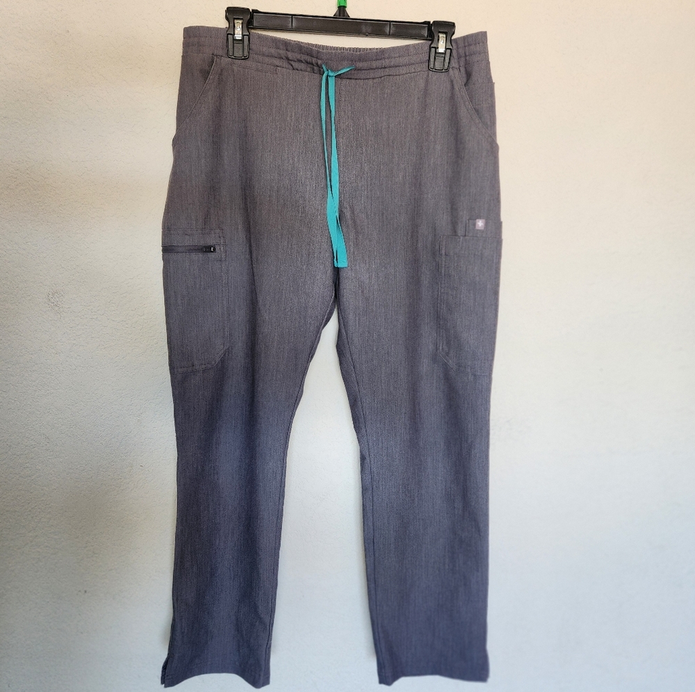 FIGS womens Yola skinny scrub pants graphite grey Pockets sz medium EUC nurse